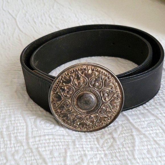 Tano Black Belt With Round Buckle from Spain - M - Picture 2 of 6